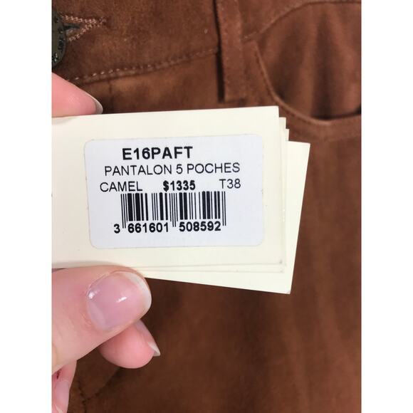 New Maje Women's 38 Pants Suede Leather Camel Brown Durable Versatile US Medium - Picture 7 of 15